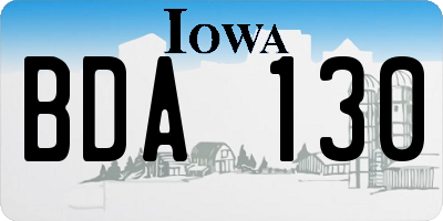 IA license plate BDA130