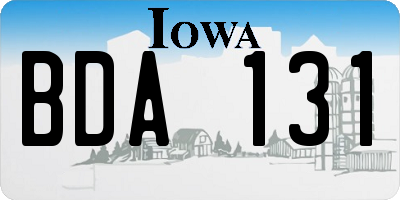IA license plate BDA131