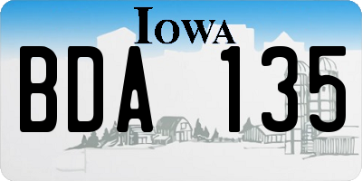 IA license plate BDA135