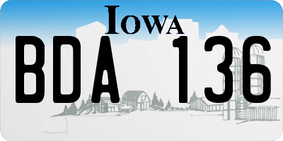 IA license plate BDA136