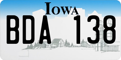 IA license plate BDA138