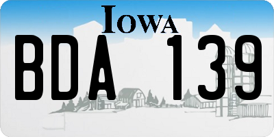 IA license plate BDA139