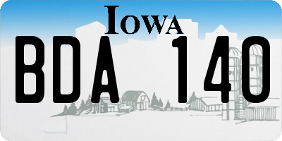 IA license plate BDA140