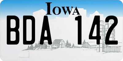 IA license plate BDA142