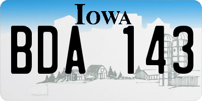 IA license plate BDA143
