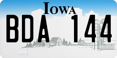 IA license plate BDA144