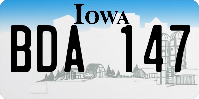 IA license plate BDA147