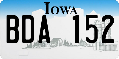 IA license plate BDA152
