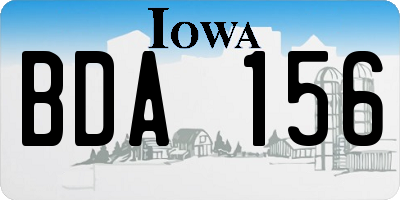 IA license plate BDA156