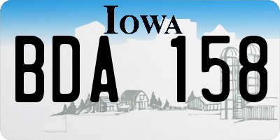 IA license plate BDA158