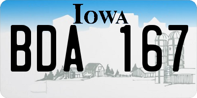 IA license plate BDA167