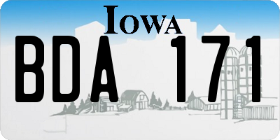 IA license plate BDA171