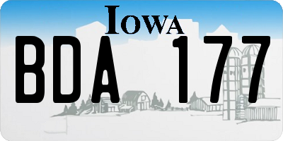 IA license plate BDA177
