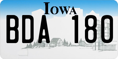 IA license plate BDA180