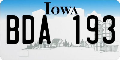 IA license plate BDA193