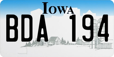 IA license plate BDA194