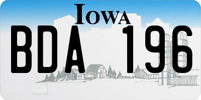 IA license plate BDA196