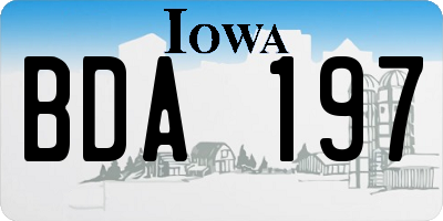 IA license plate BDA197