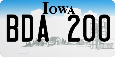 IA license plate BDA200