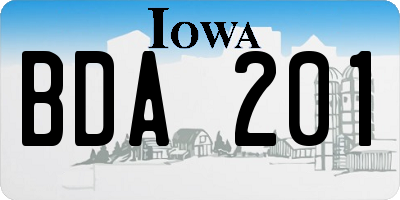 IA license plate BDA201