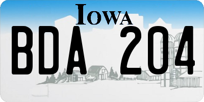 IA license plate BDA204
