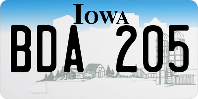 IA license plate BDA205