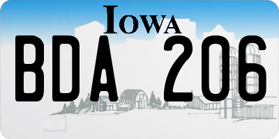 IA license plate BDA206