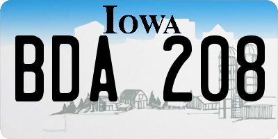 IA license plate BDA208