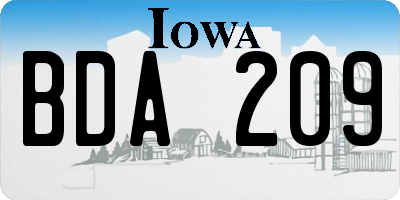 IA license plate BDA209