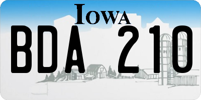 IA license plate BDA210