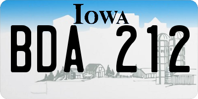 IA license plate BDA212