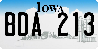 IA license plate BDA213