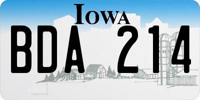 IA license plate BDA214