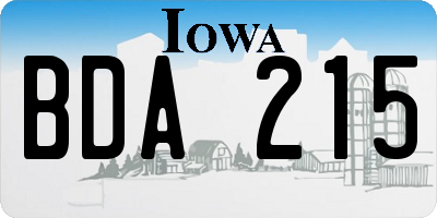 IA license plate BDA215