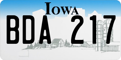 IA license plate BDA217