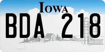 IA license plate BDA218