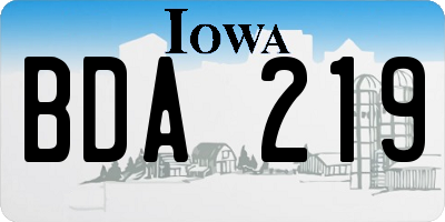 IA license plate BDA219