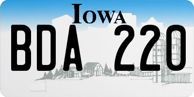 IA license plate BDA220