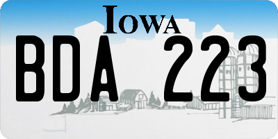 IA license plate BDA223