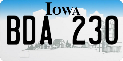 IA license plate BDA230