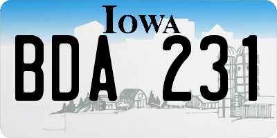 IA license plate BDA231