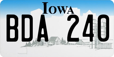 IA license plate BDA240