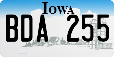 IA license plate BDA255