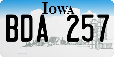 IA license plate BDA257