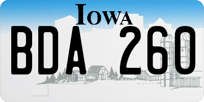 IA license plate BDA260