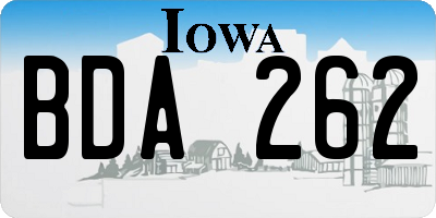 IA license plate BDA262