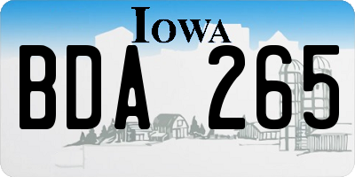 IA license plate BDA265