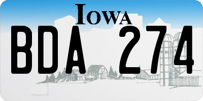 IA license plate BDA274