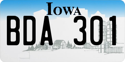 IA license plate BDA301