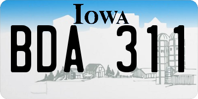 IA license plate BDA311